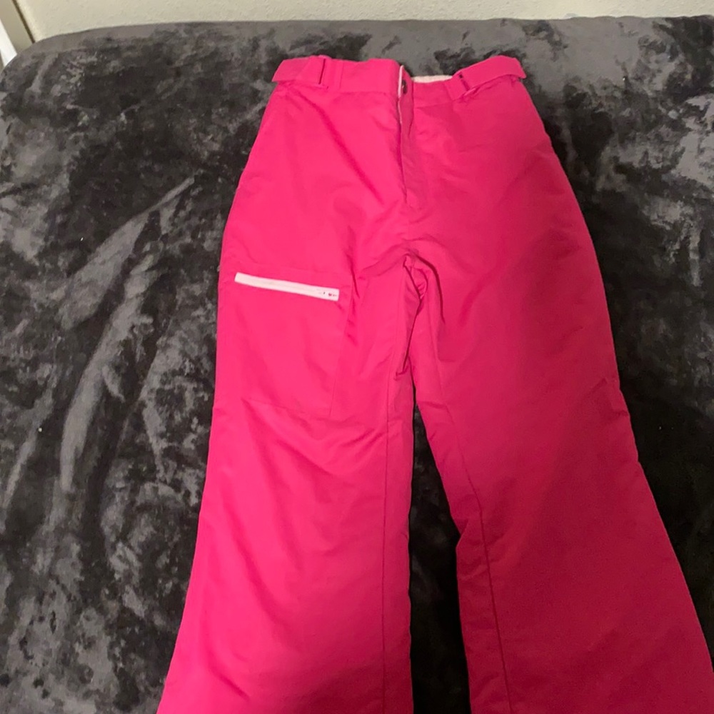 Bright pink snow pants